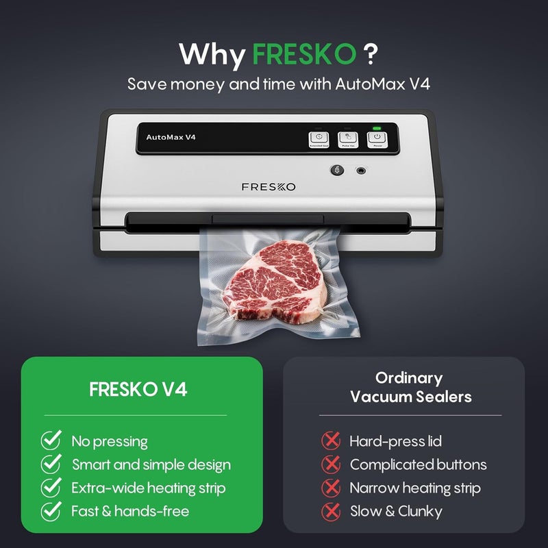 Fresko Vacuum Sealer Machine with Automatic Bag Detection, Mason Jar Vacuum Accessory Set, Double Heat Seal, Easy to Use, Starter Kits - Image 5
